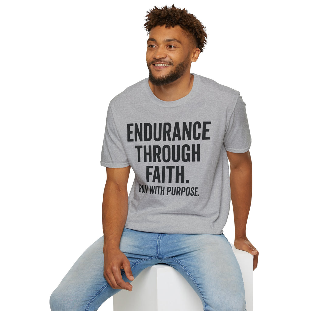 Endurance Through Faith - Run with Purpose Christian Runner T-Shirt