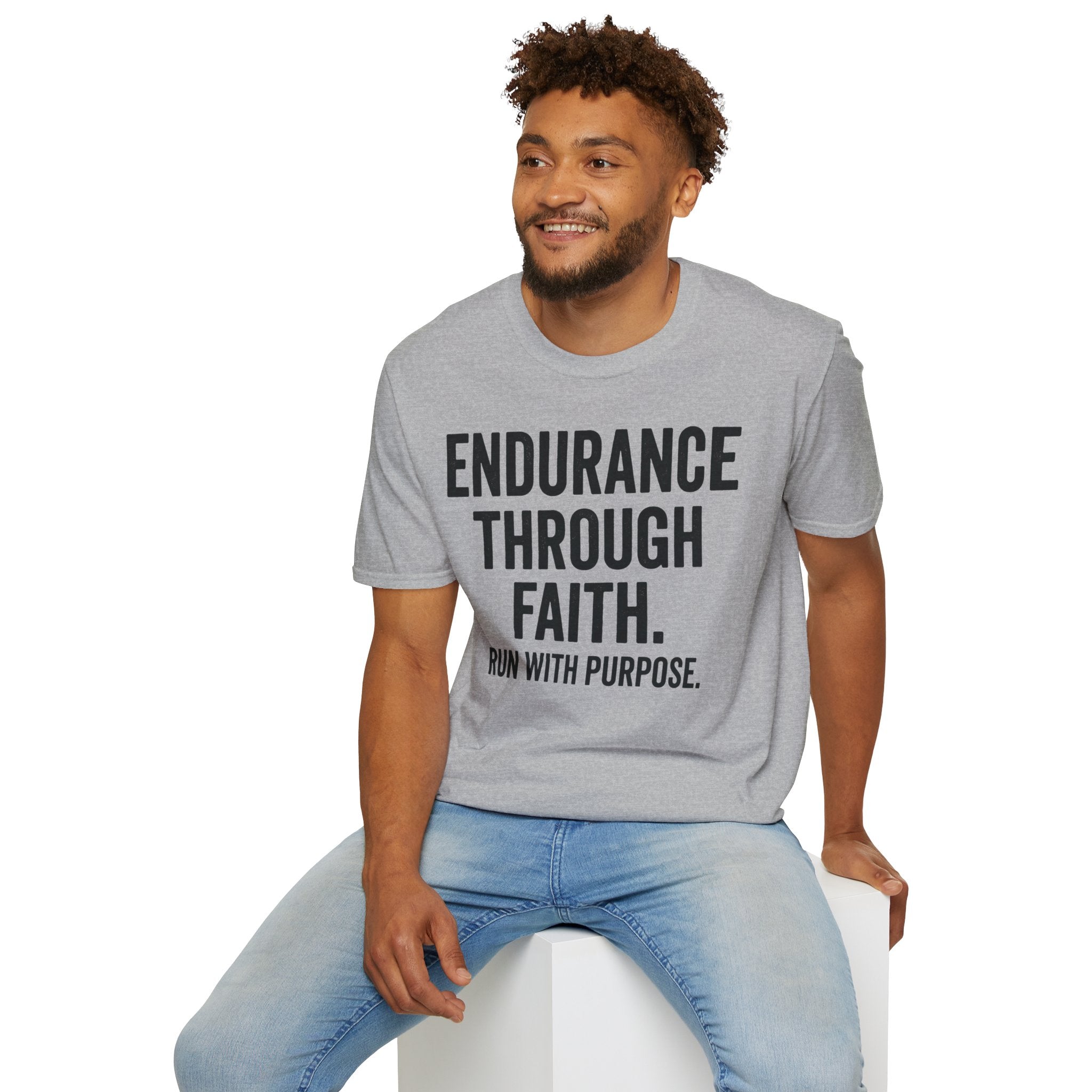 Endurance Through Faith - Run with Purpose Christian Runner T-Shirt
