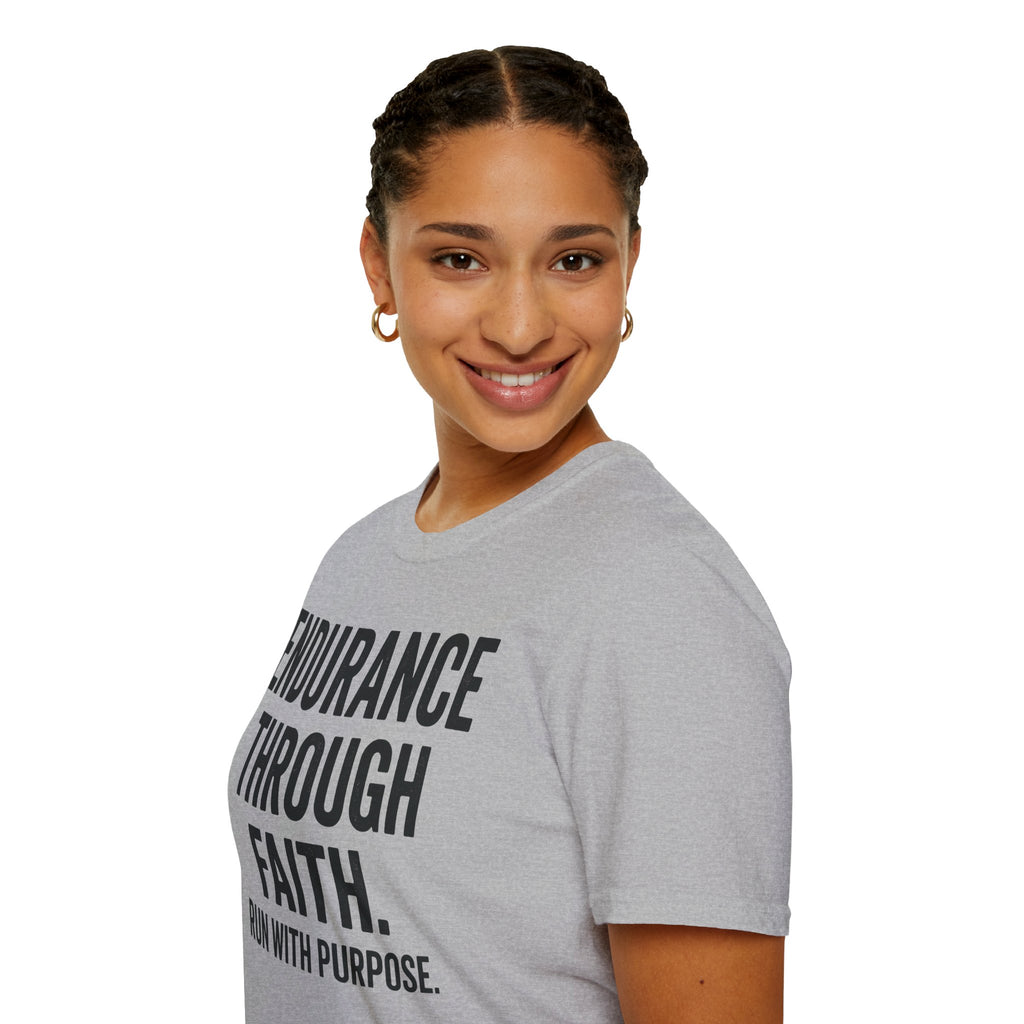 Endurance Through Faith - Run with Purpose Christian Runner T-Shirt