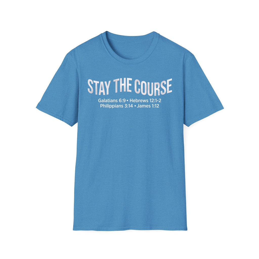 Stay The Course Bible Verse Christian Runner T-Shirt (Curvy Text)