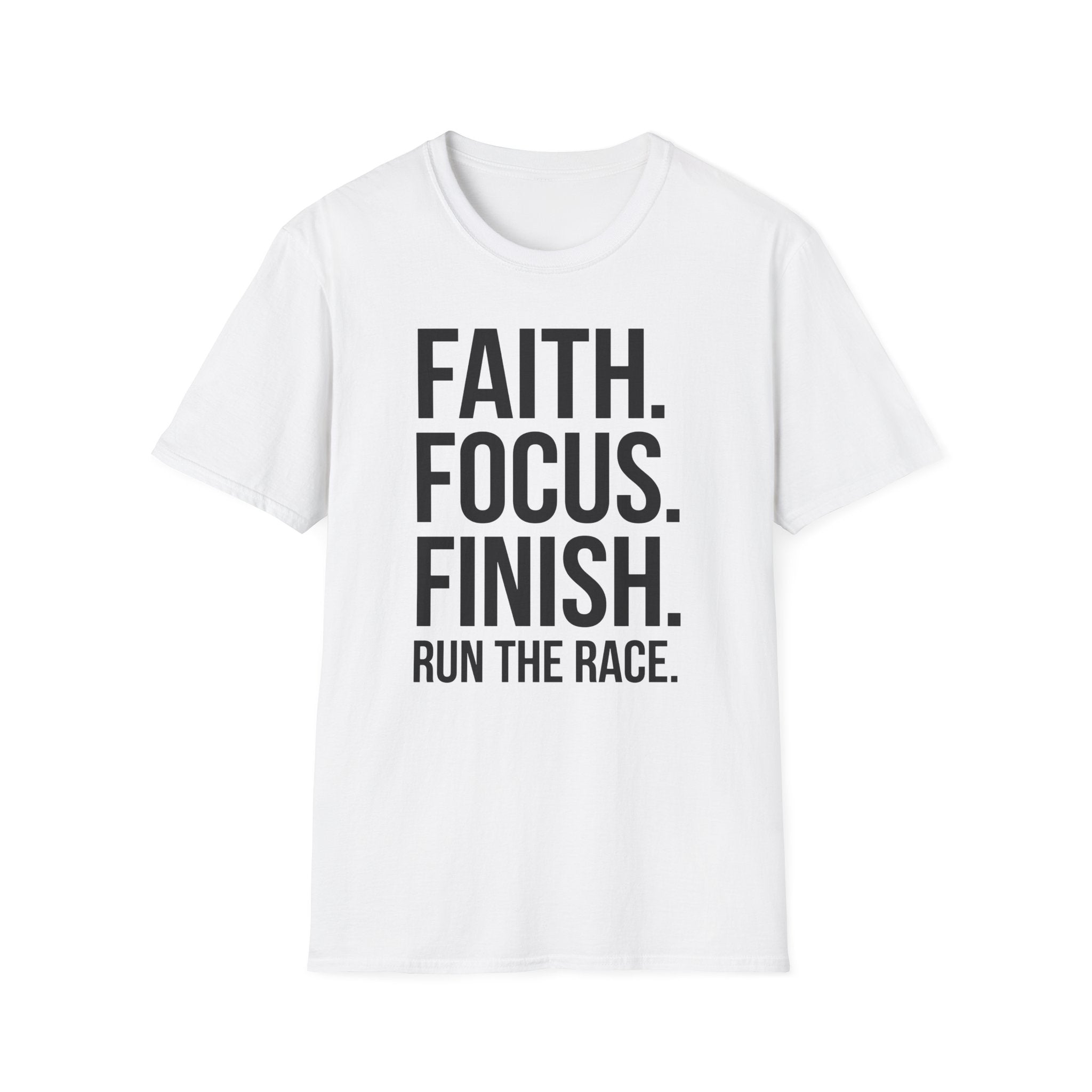 Faith Focus Finish - Run the Race Christian Runner T-Shirt