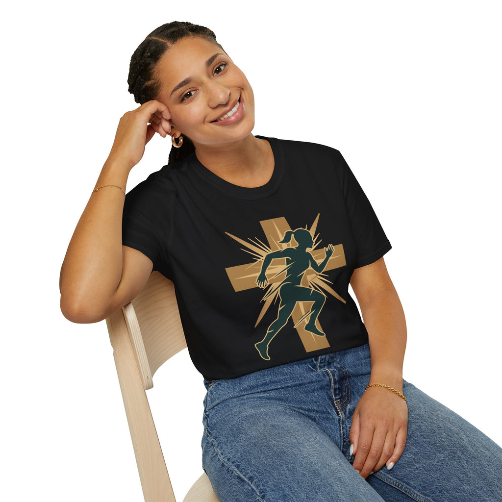Cross Running Girl Christian Runner T-Shirt