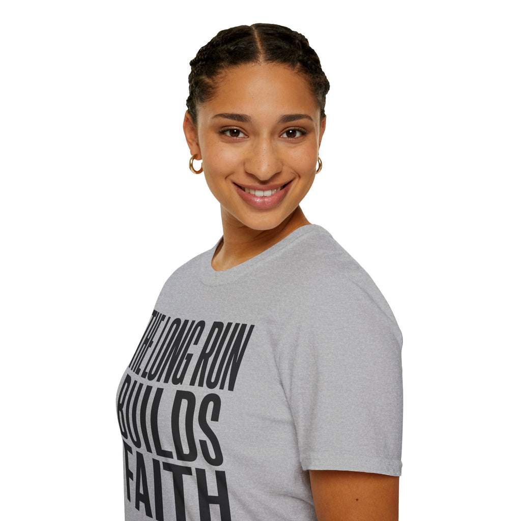 The Long Run Builds Faith Christian Runner T-Shirt