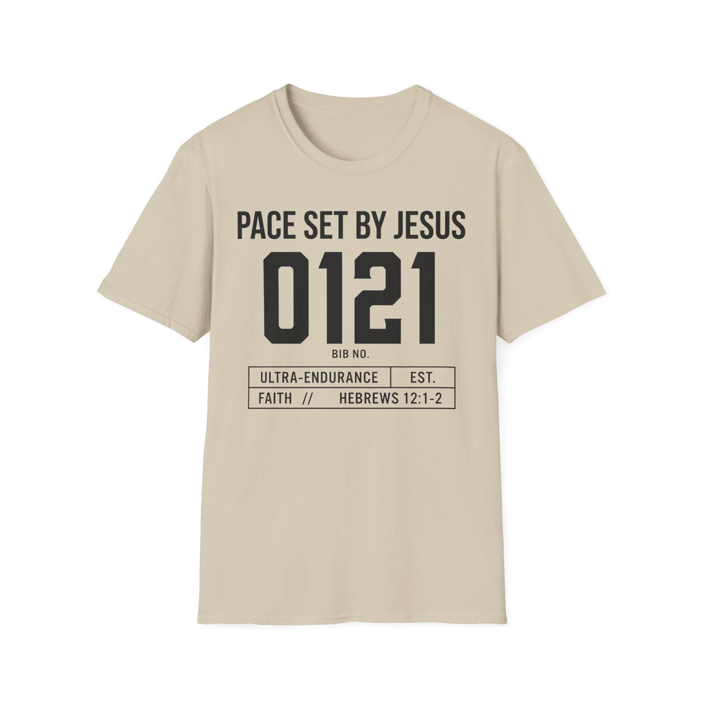 Pace Set by Jesus 0121 Bib Style Christian Runner T-Shirt