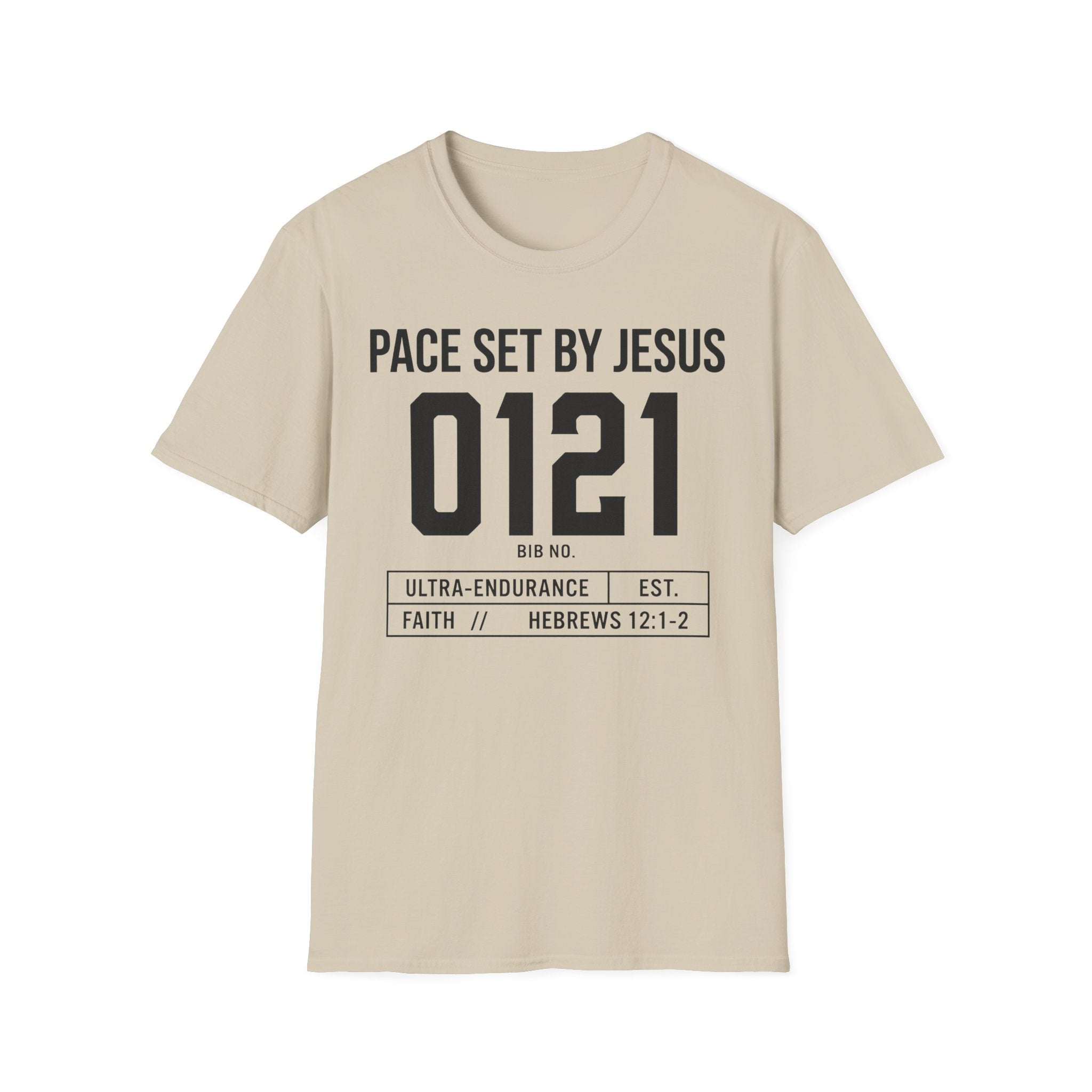 Pace Set by Jesus 0121 Bib Style Christian Runner T-Shirt