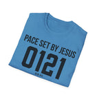Pace Set by Jesus 0121 Bib Style Christian Runner T-Shirt