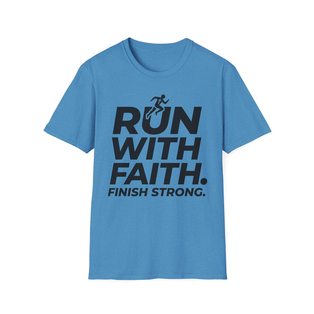 Run With Faith - Finish Strong Christian Runner T-Shirt