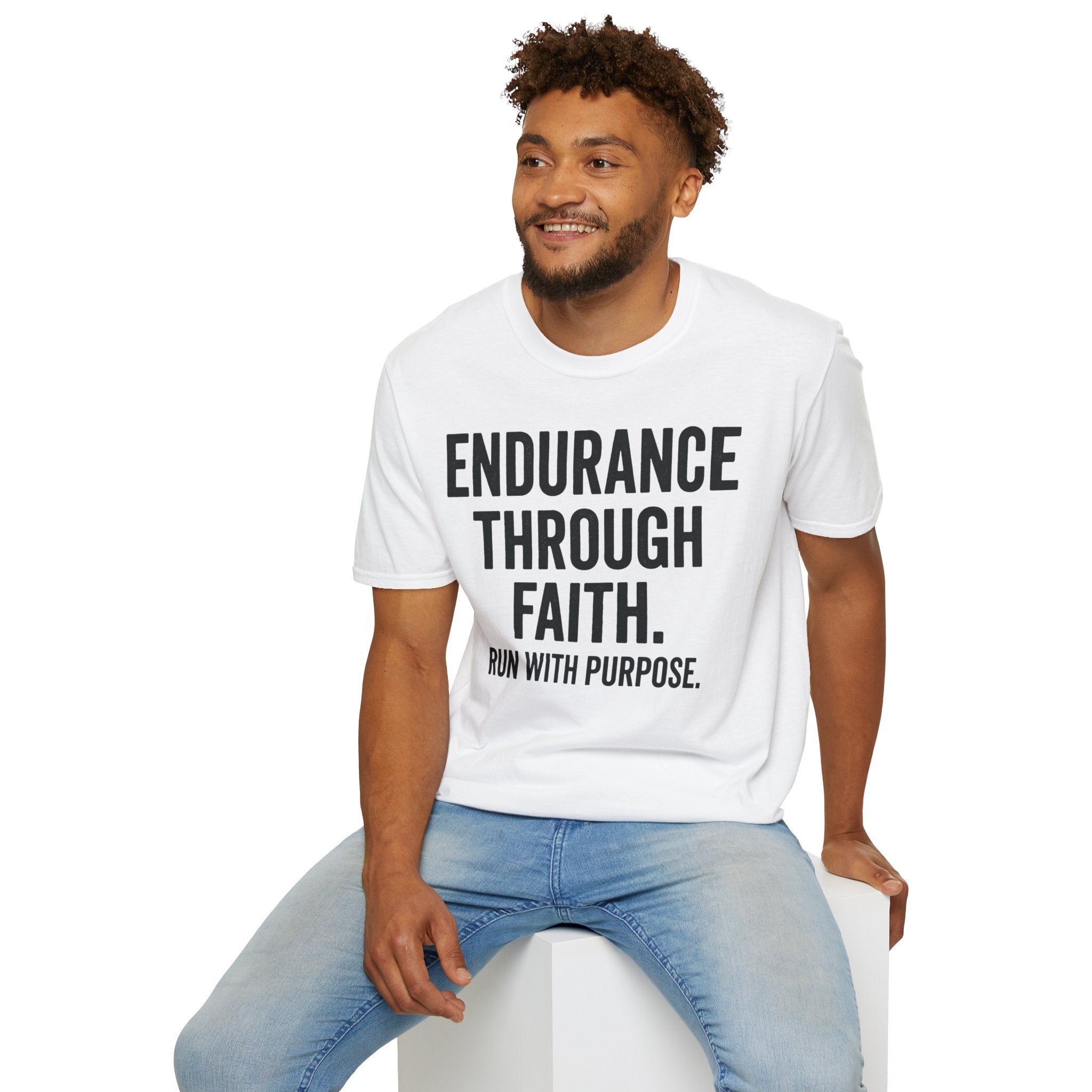 Endurance Through Faith - Run with Purpose Christian Runner T-Shirt