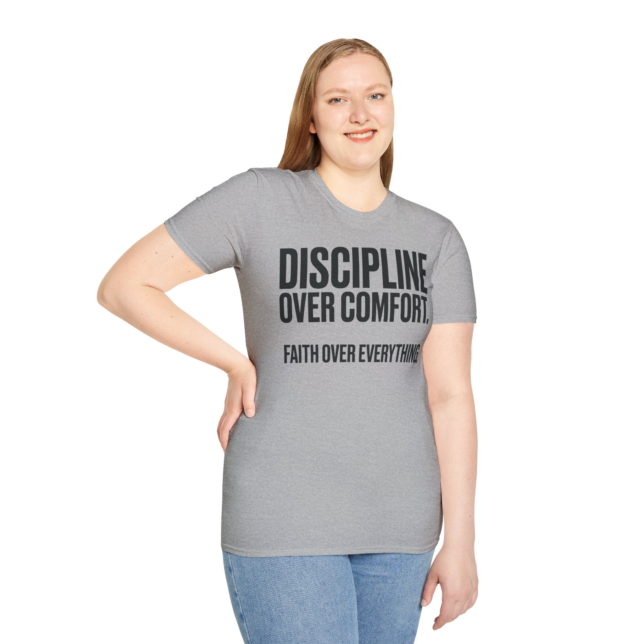 Discipline Over Comfort - Faith Over Everything Christian Runner T-Shirt