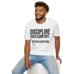Discipline Over Comfort - Faith Over Everything Christian Runner T-Shirt