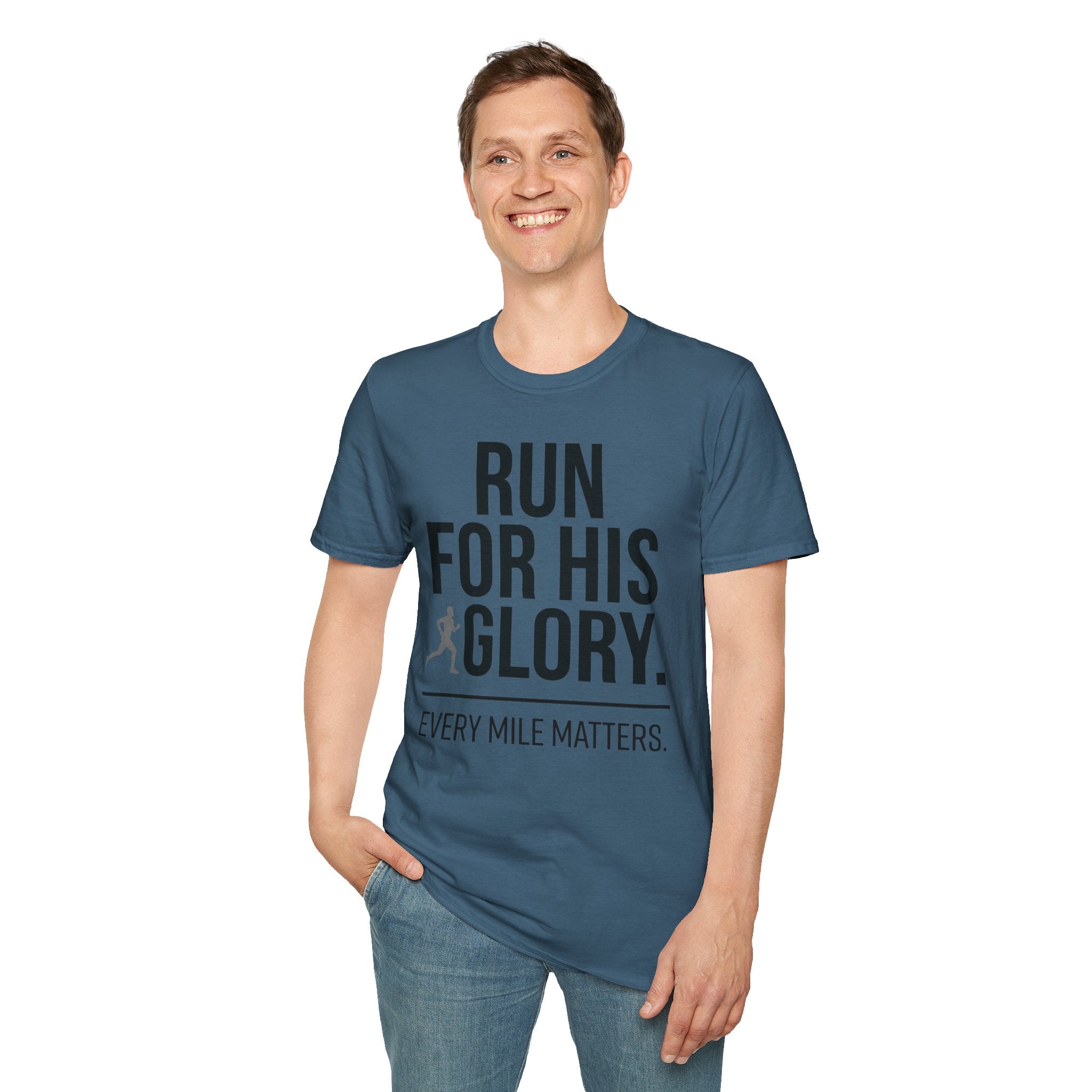 Run for His Glory Christian Runner T-Shirt (Male)