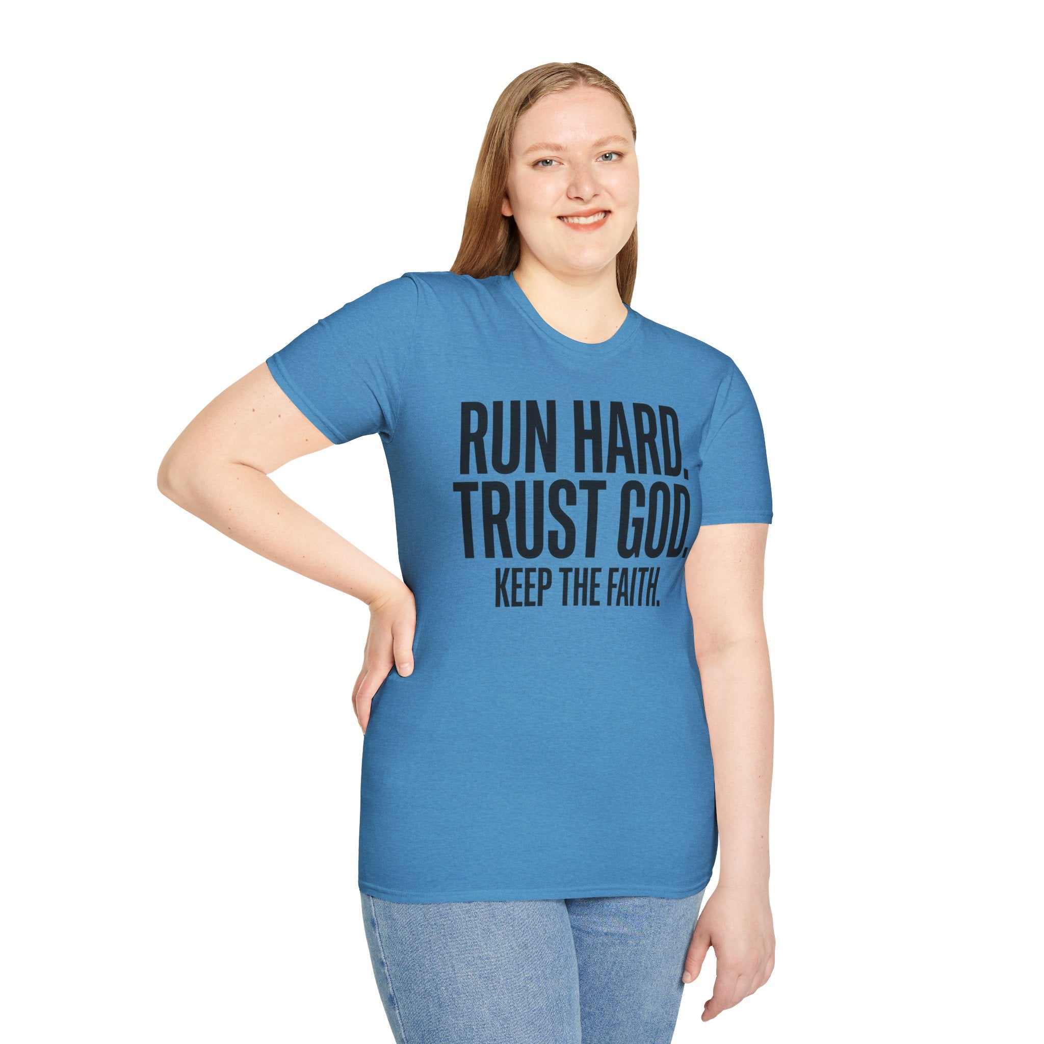 Run Hard Trust God Keep the Faith Christian Runner T-Shirt