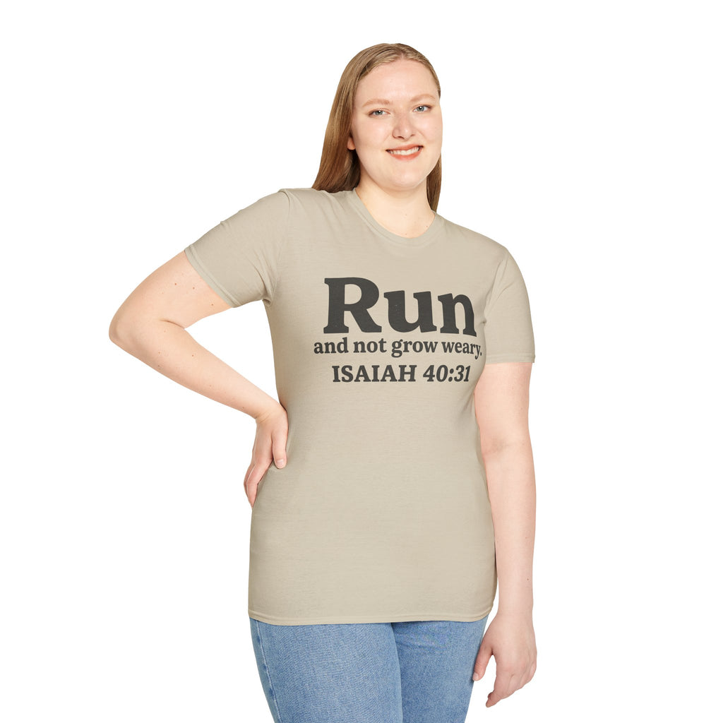 Run and Not Grow Weary Isaiah 40:31 Christian Runner T-Shirt