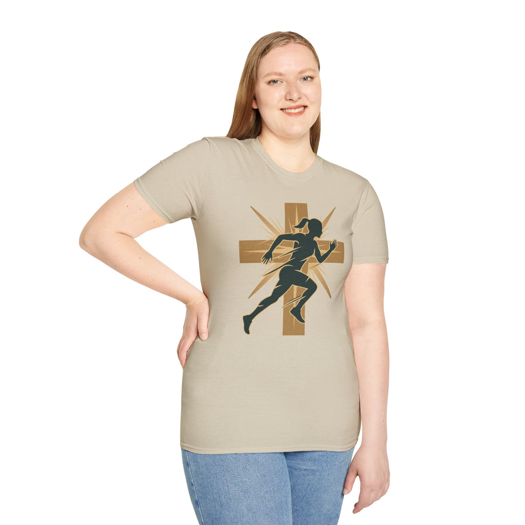 Cross Running Girl Christian Runner T-Shirt