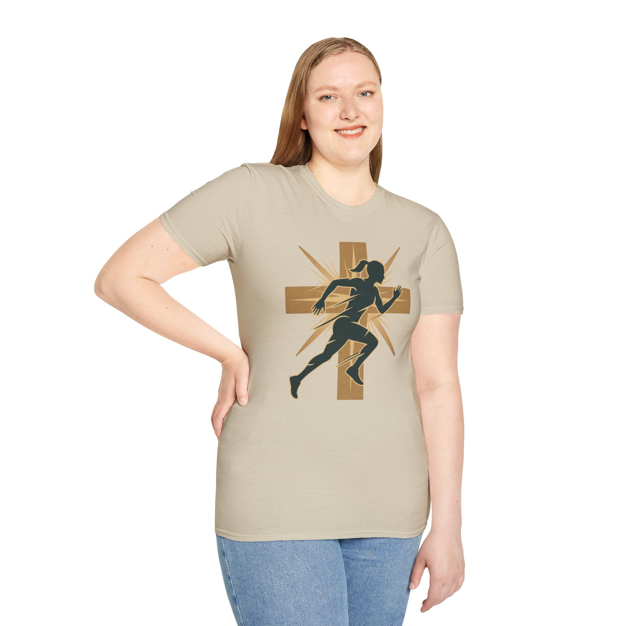 Cross Running Girl Christian Runner T-Shirt