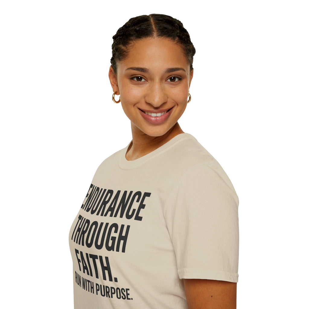 Endurance Through Faith - Run with Purpose Christian Runner T-Shirt