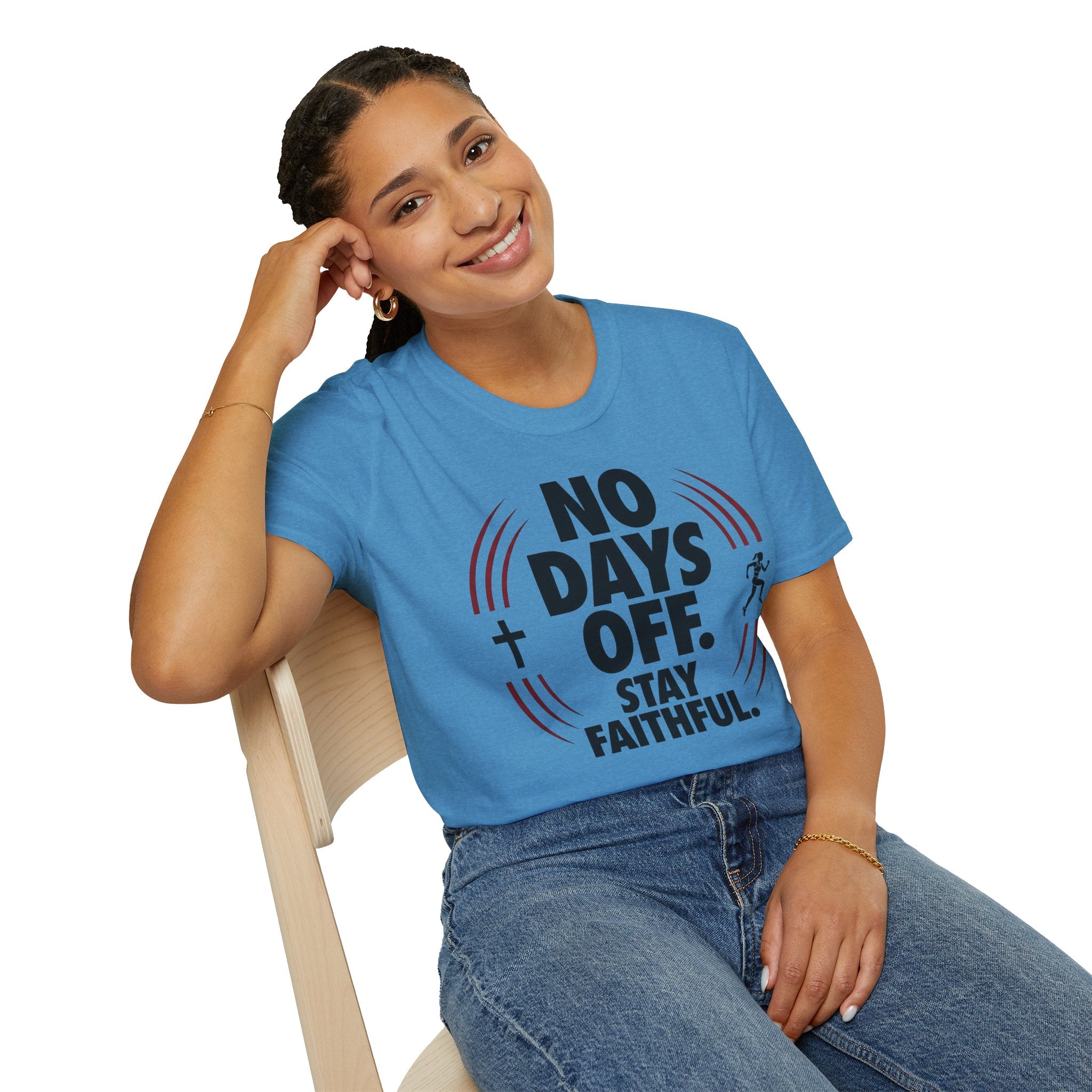 No Days Off Stay Faithful Christian Runner T-Shirt (Female)