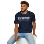 Stay The Course Christian Runner T-Shirt (Straight Text)