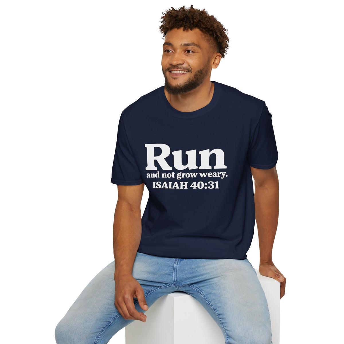 Run and Not Grow Weary Isaiah 40:31 Christian Runner T-Shirt