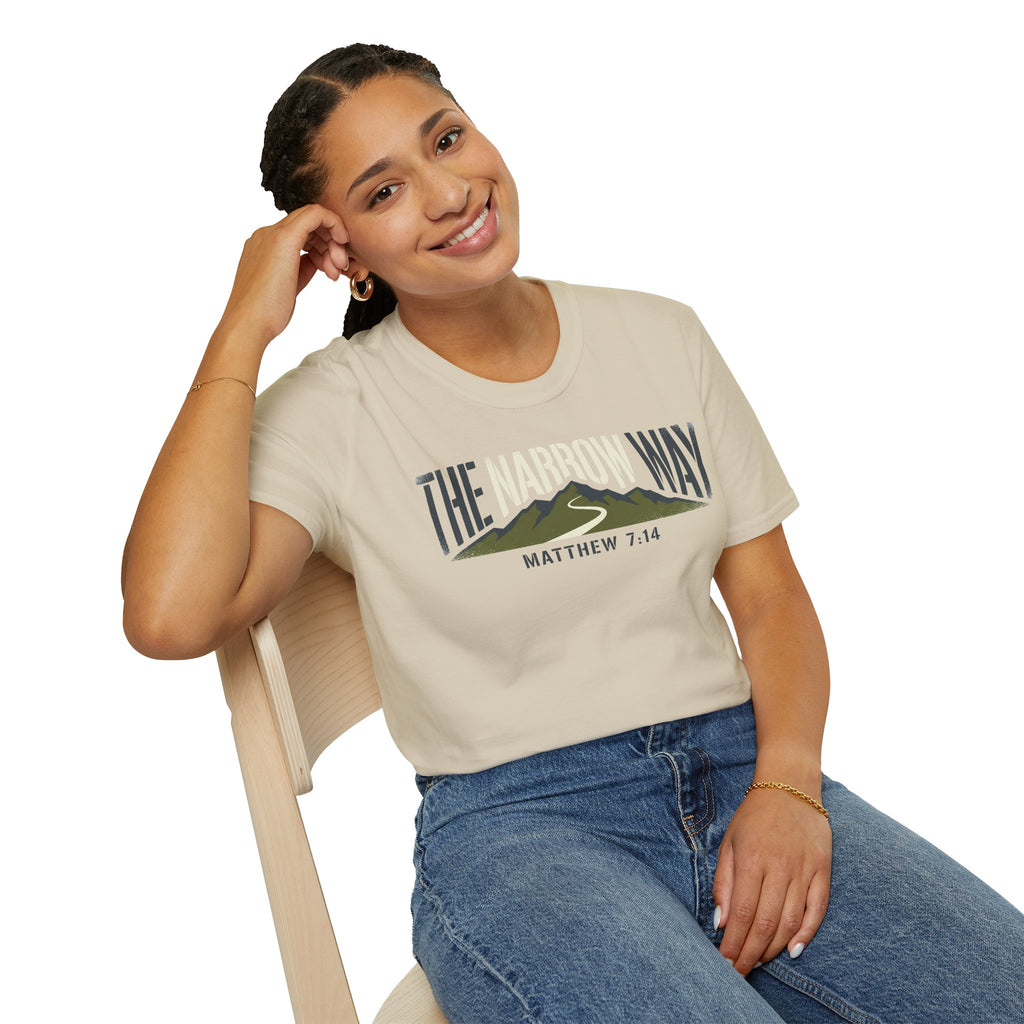 The Narrow Way - Matthew 7:14 Christian Runner T-Shirt
