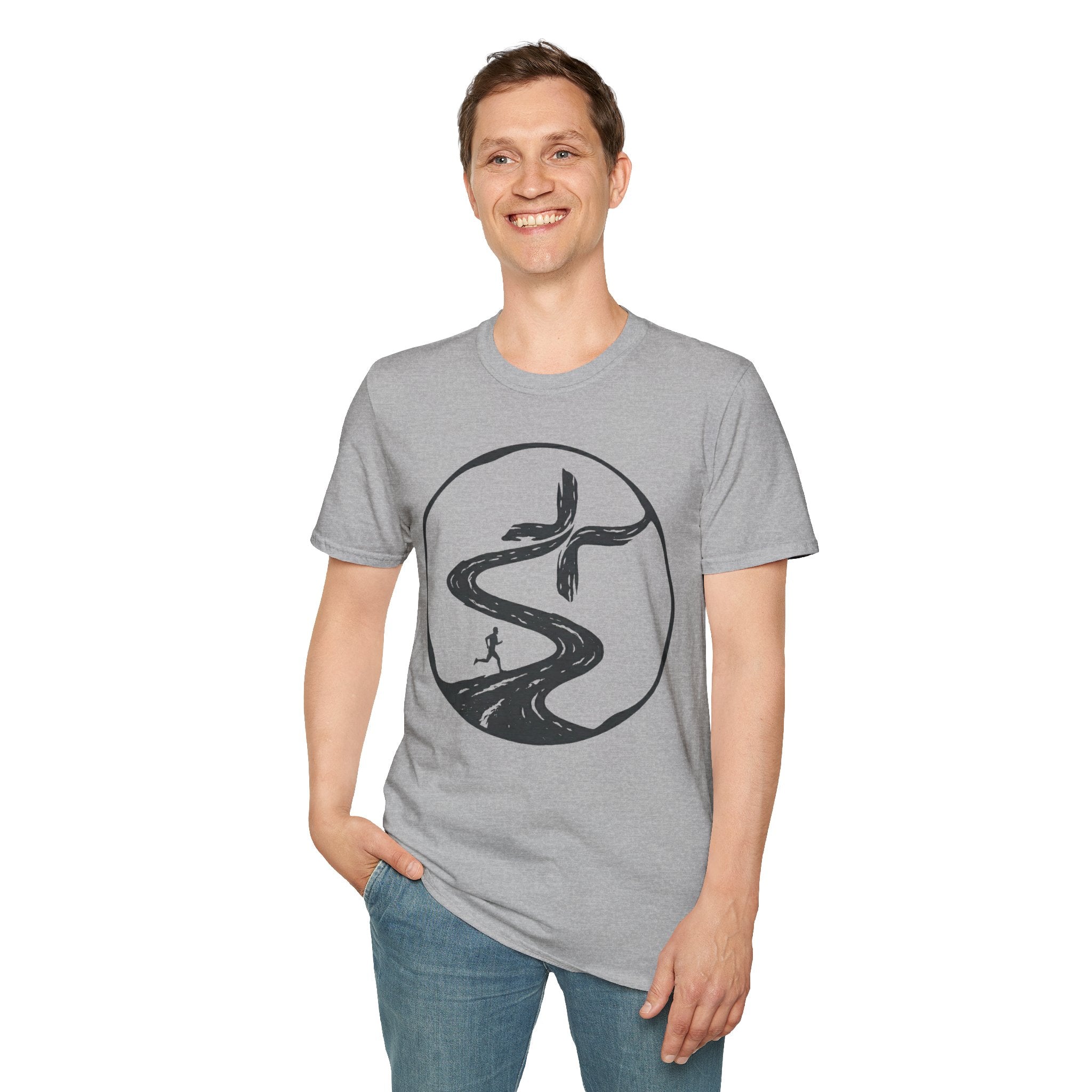 Winding Road to the Cross Christian Runner T-Shirt (Male)