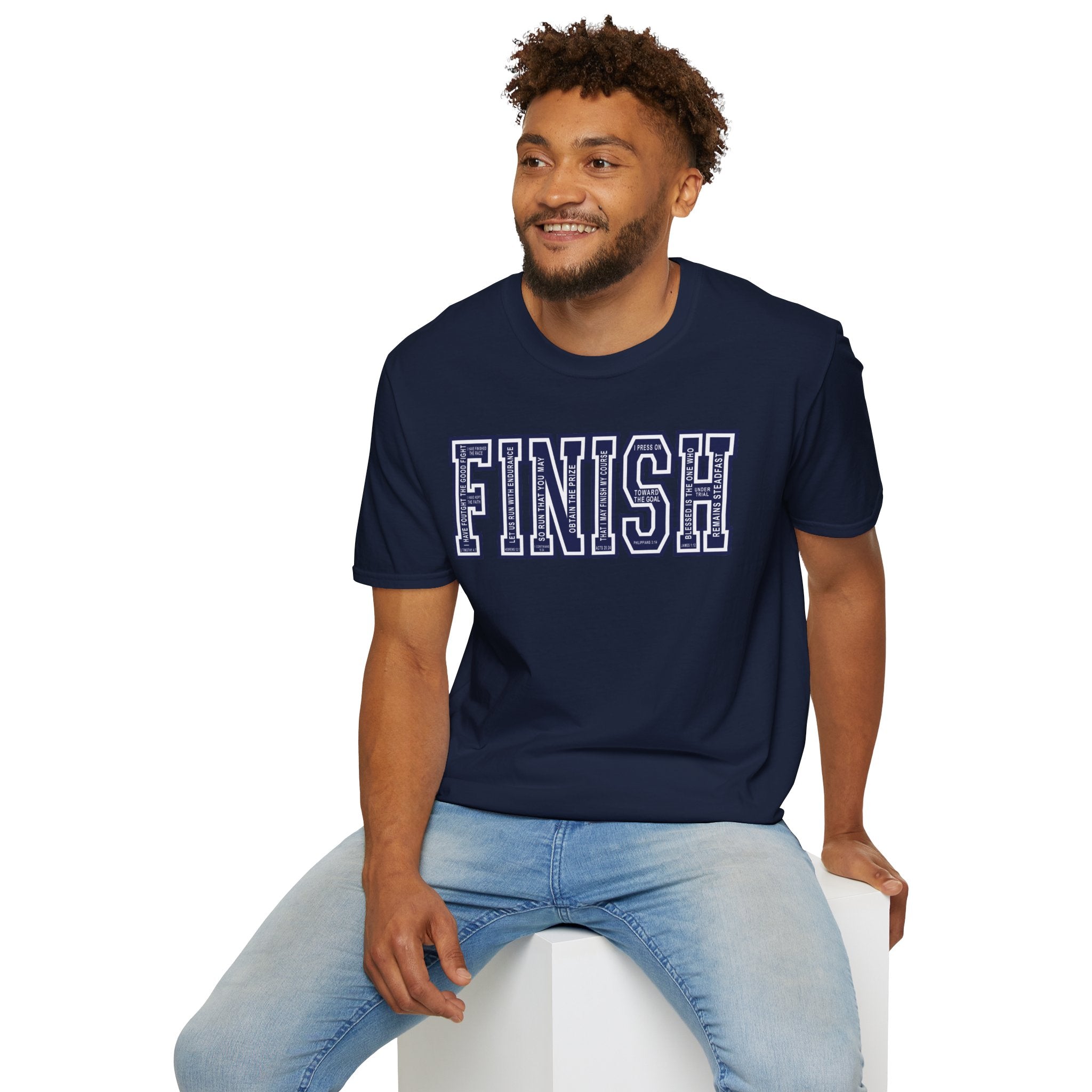 FINISH Christian Runner T-Shirt (Navy Blue)