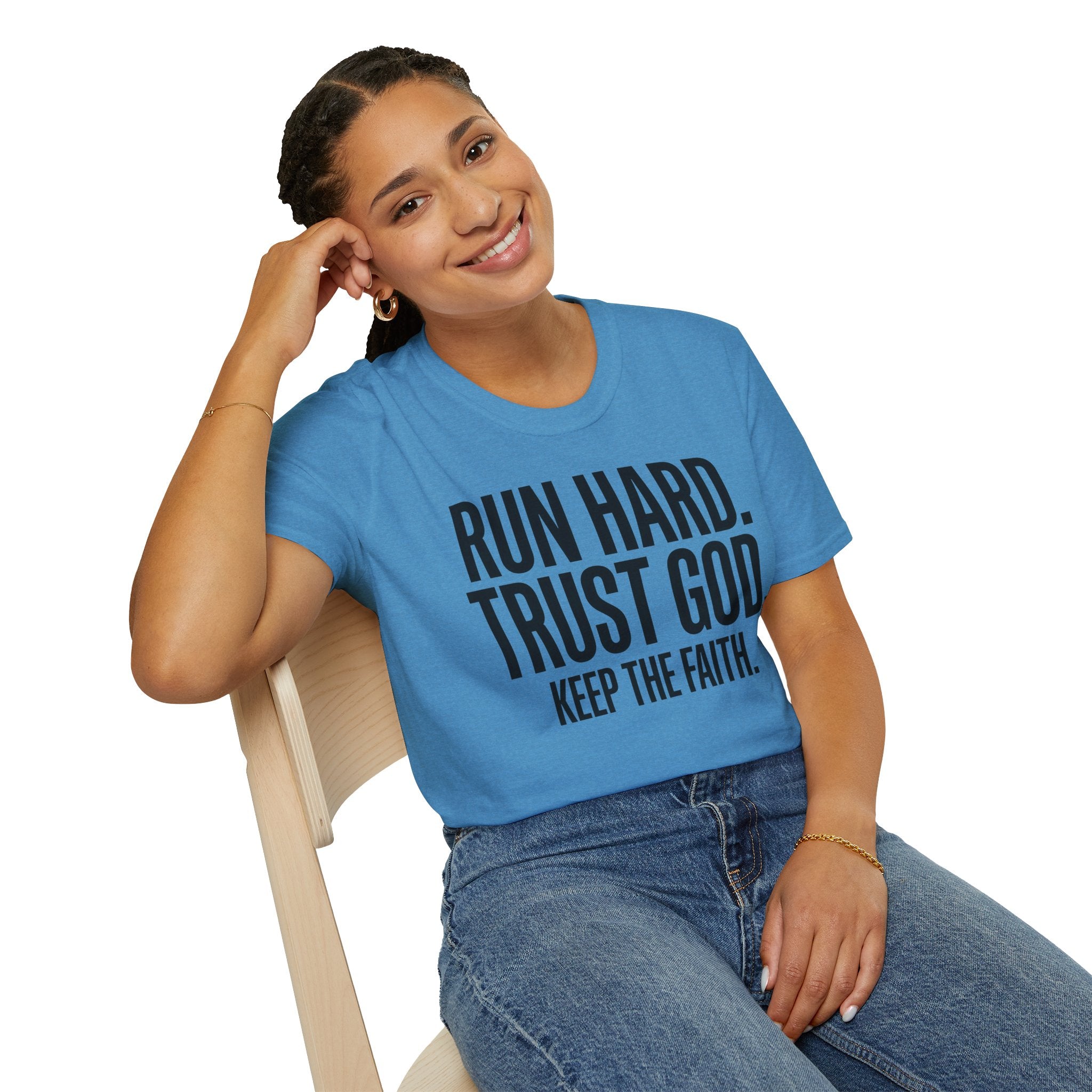 Run Hard Trust God Keep the Faith Christian Runner T-Shirt