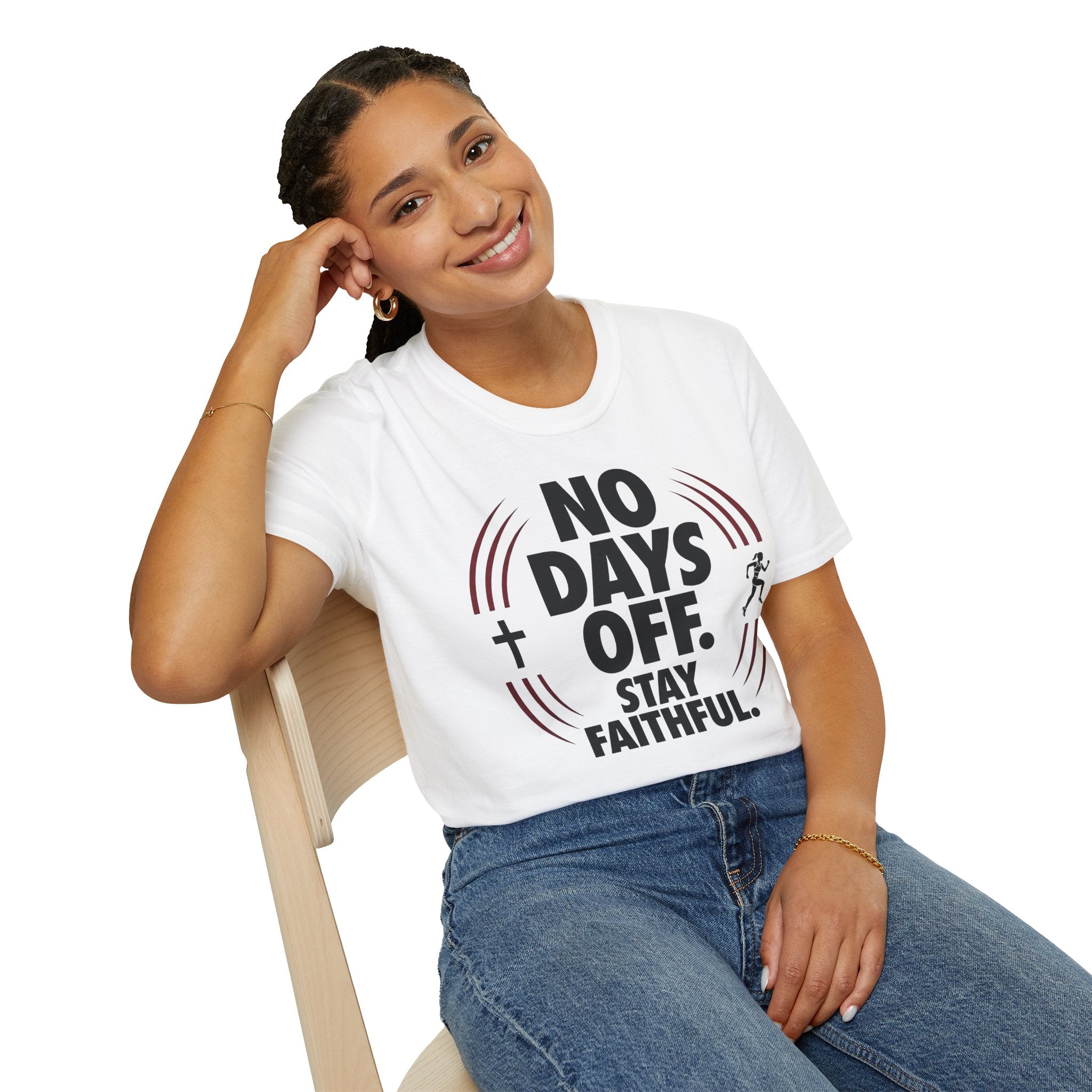 No Days Off Stay Faithful Christian Runner T-Shirt (Female)