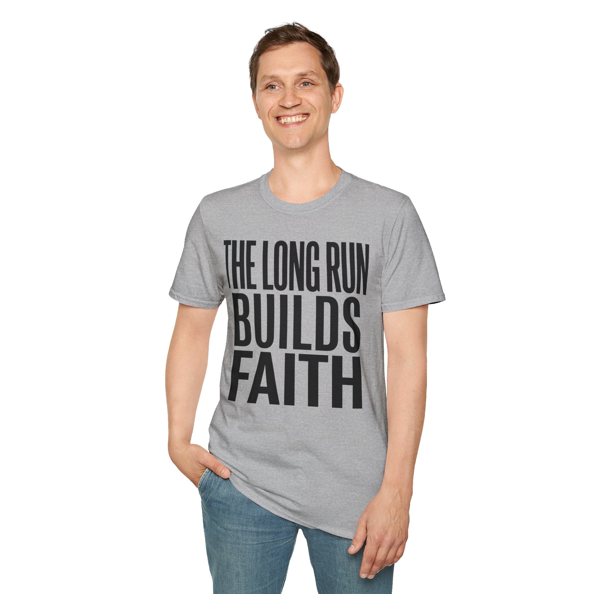 The Long Run Builds Faith Christian Runner T-Shirt