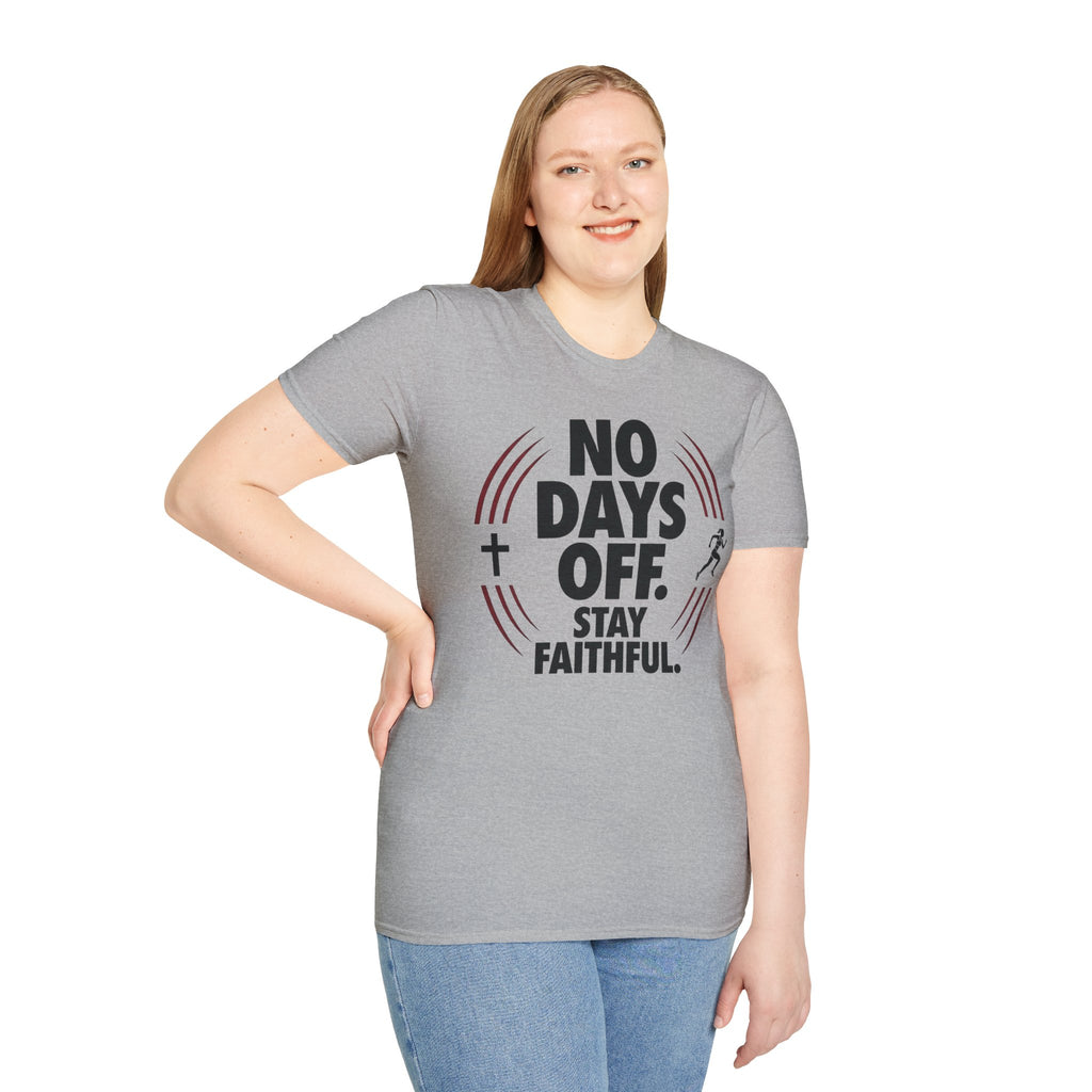 No Days Off Stay Faithful Christian Runner T-Shirt (Female)