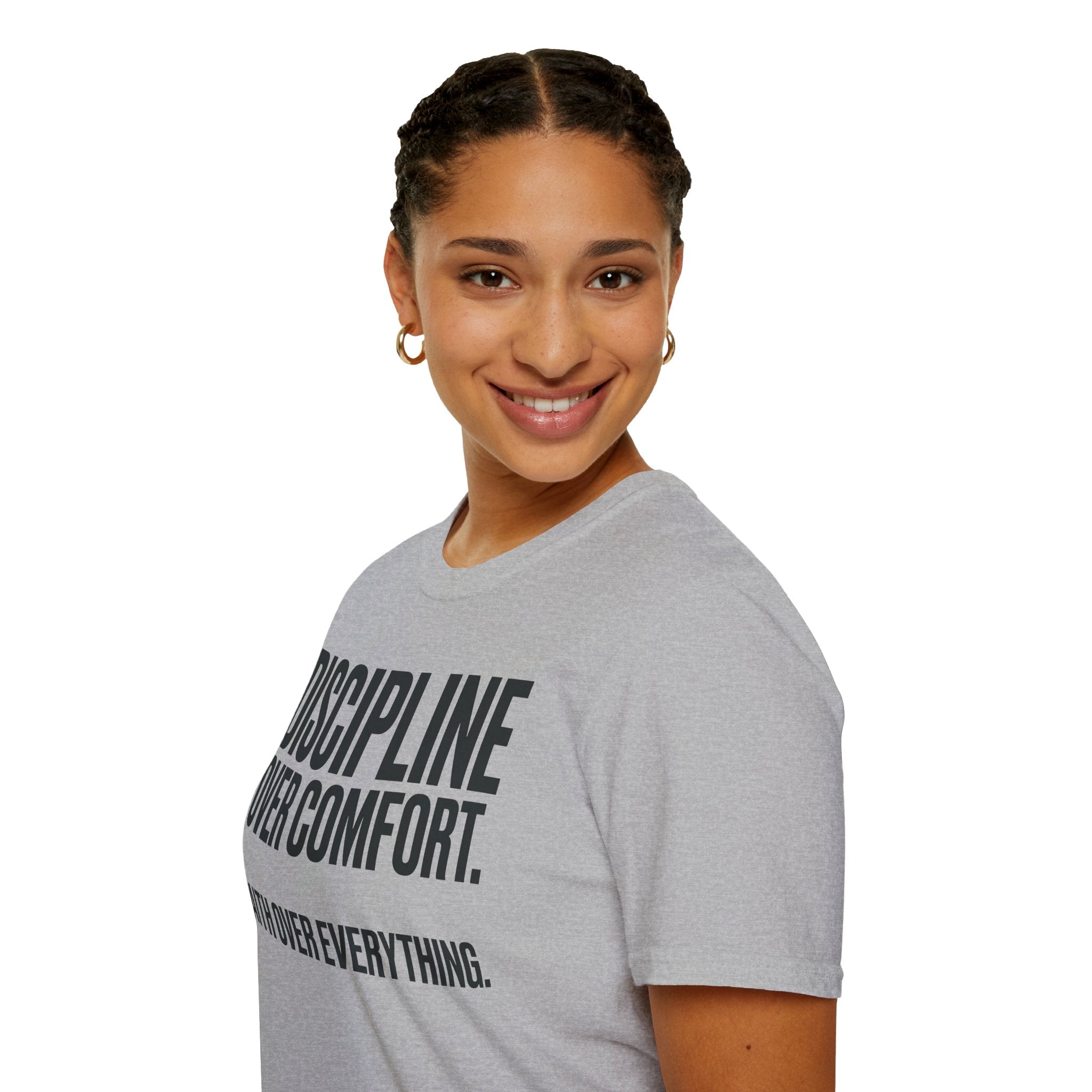 Discipline Over Comfort - Faith Over Everything Christian Runner T-Shirt