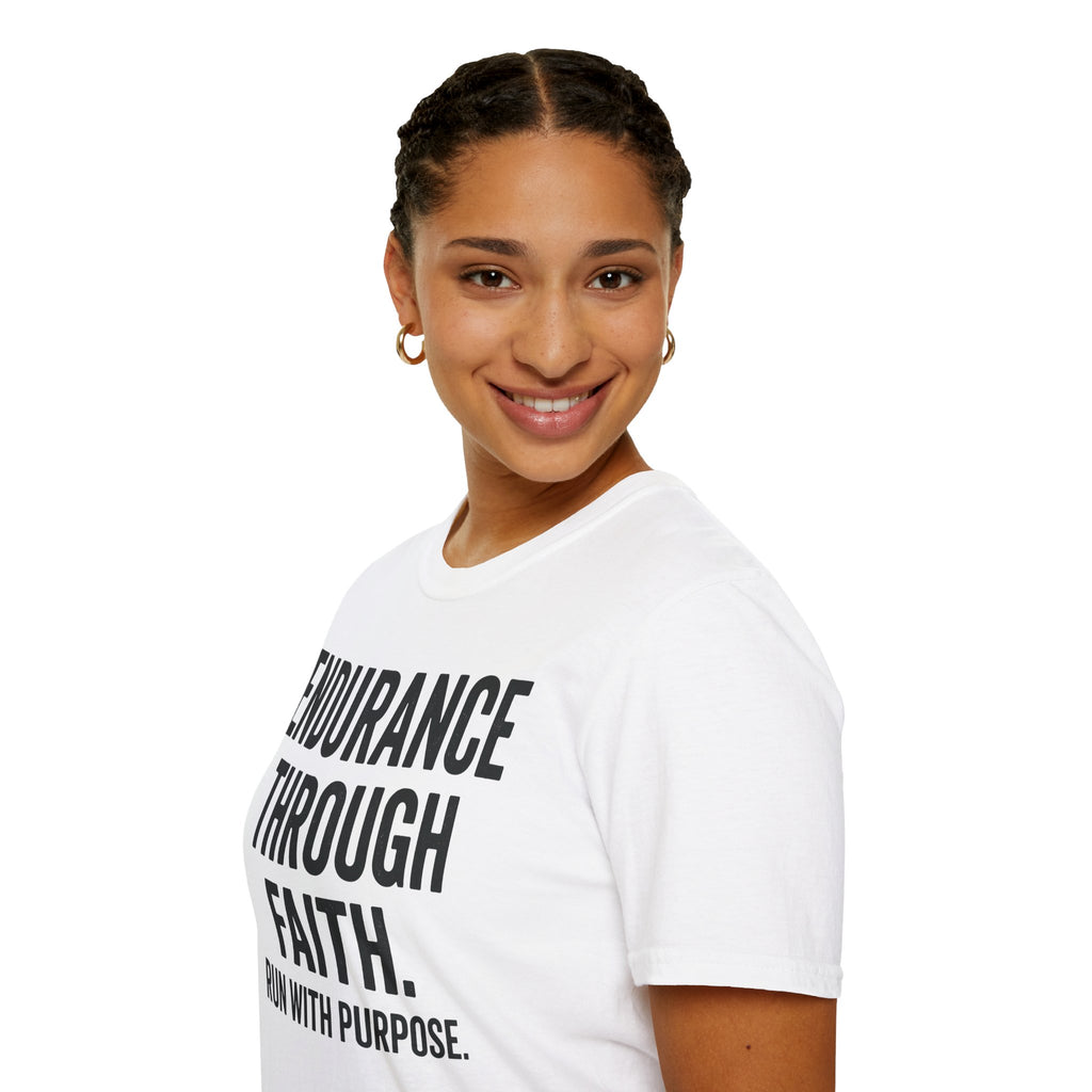 Endurance Through Faith - Run with Purpose Christian Runner T-Shirt
