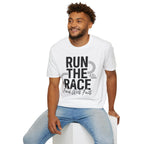 Run the Race - Finish with Faith Christian Runner T-Shirt