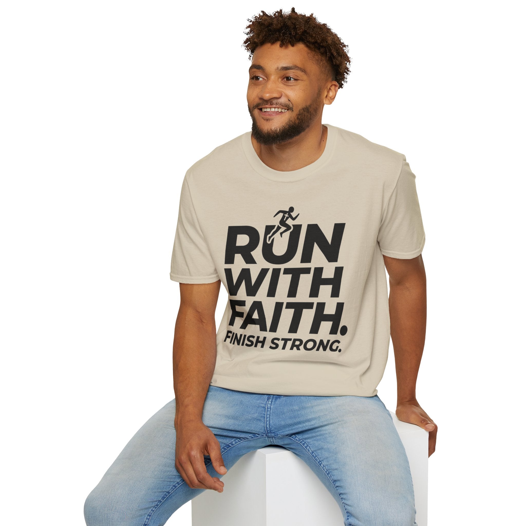 Run With Faith - Finish Strong Christian Runner T-Shirt