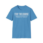Stay The Course Christian Runner T-Shirt (Straight Text)