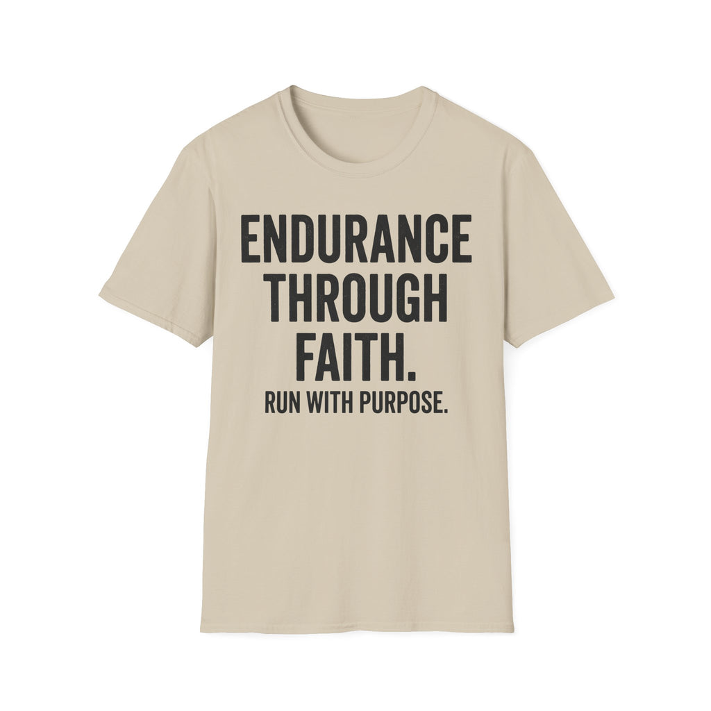 Endurance Through Faith - Run with Purpose Christian Runner T-Shirt