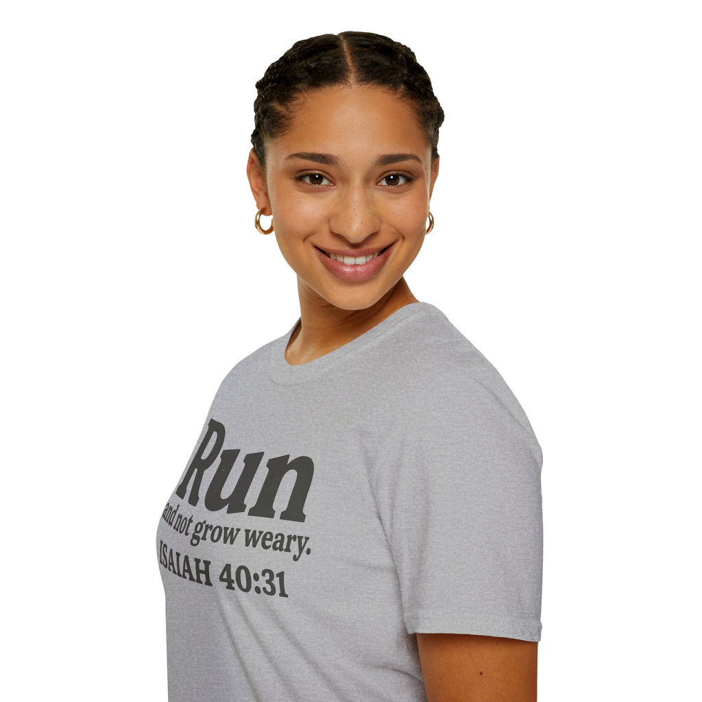 Run and Not Grow Weary Isaiah 40:31 Christian Runner T-Shirt