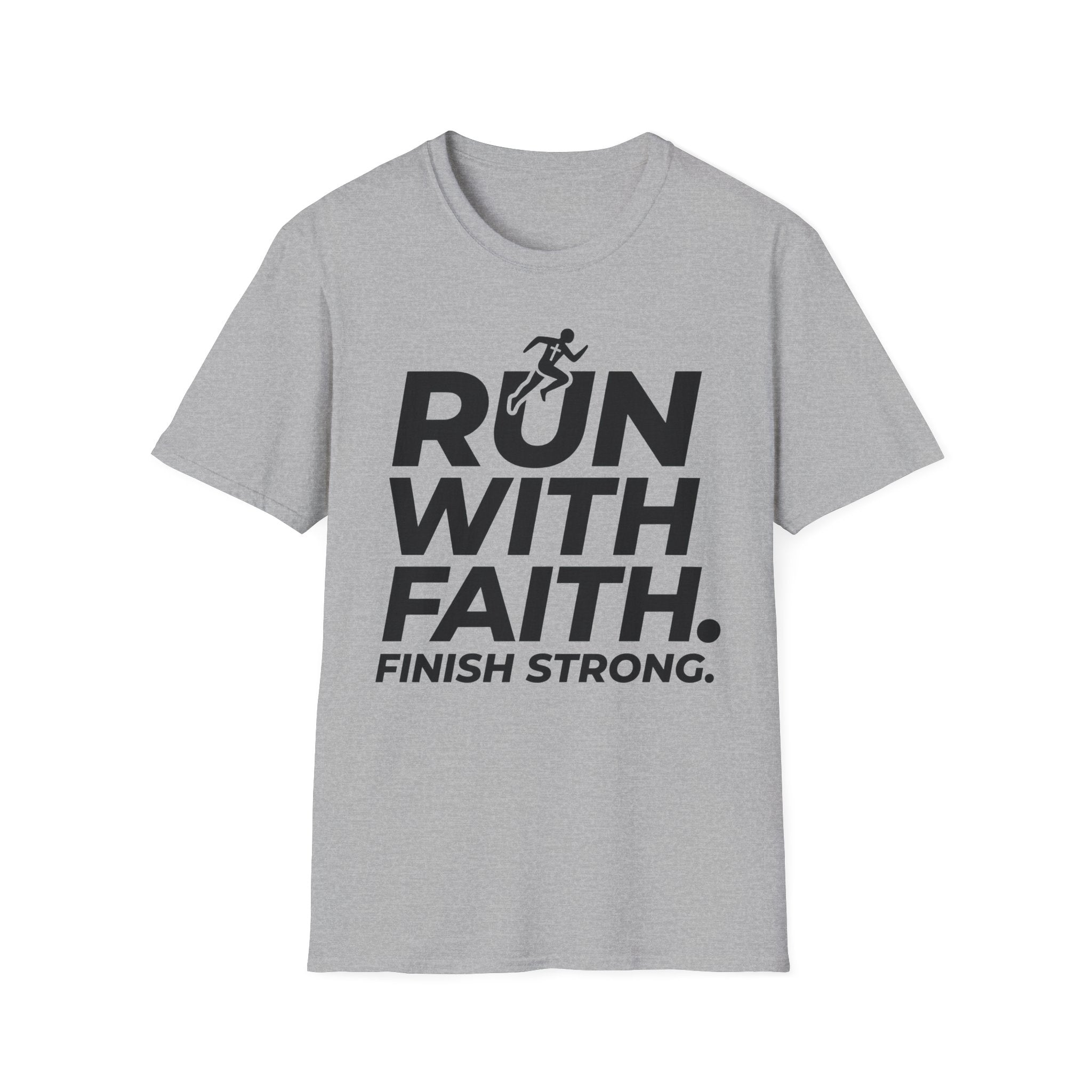 Run With Faith - Finish Strong Christian Runner T-Shirt