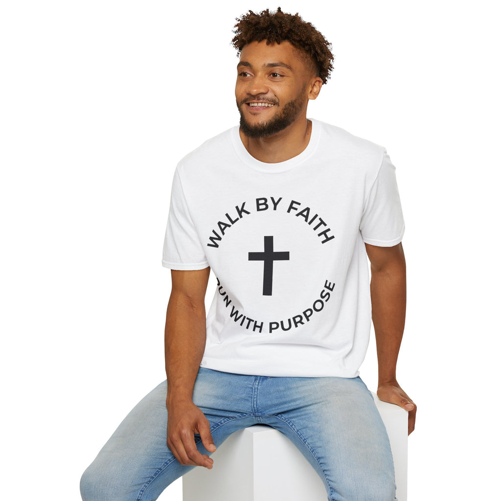 Walk by Faith - Run with Purpose Christian Runner T-Shirt