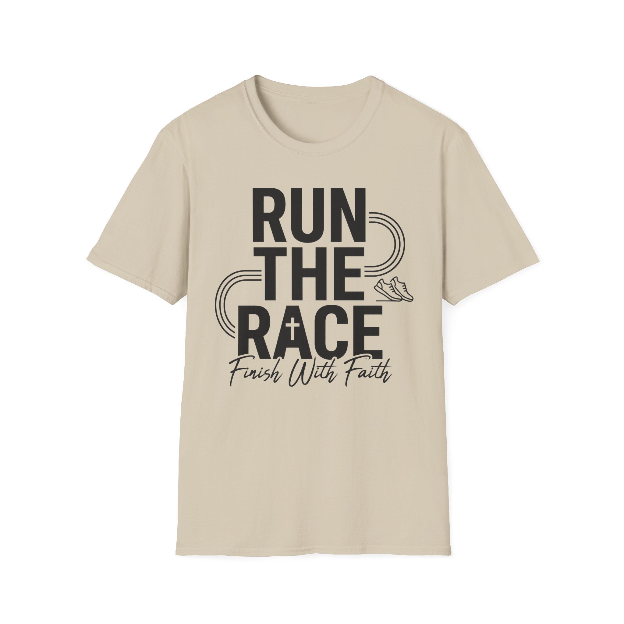 Run the Race - Finish with Faith Christian Runner T-Shirt