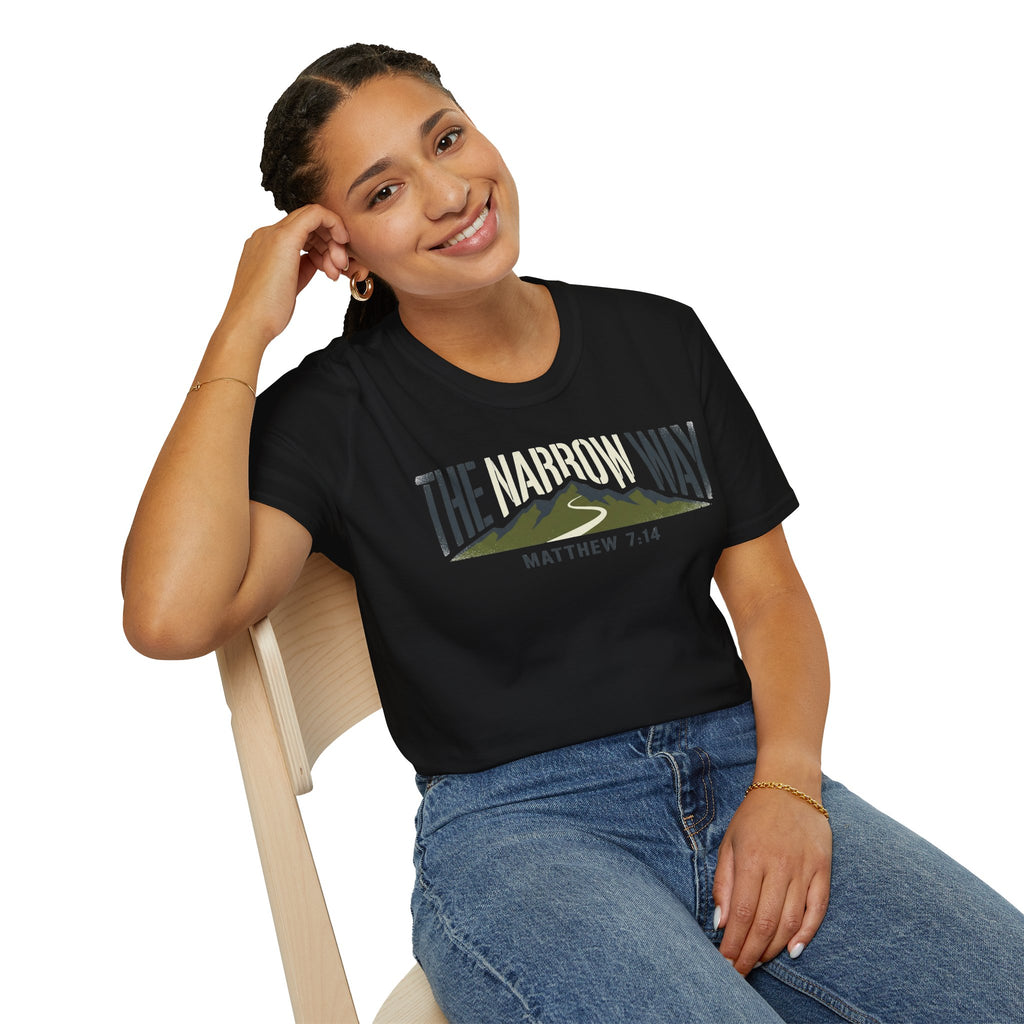 The Narrow Way - Matthew 7:14 Christian Runner T-Shirt