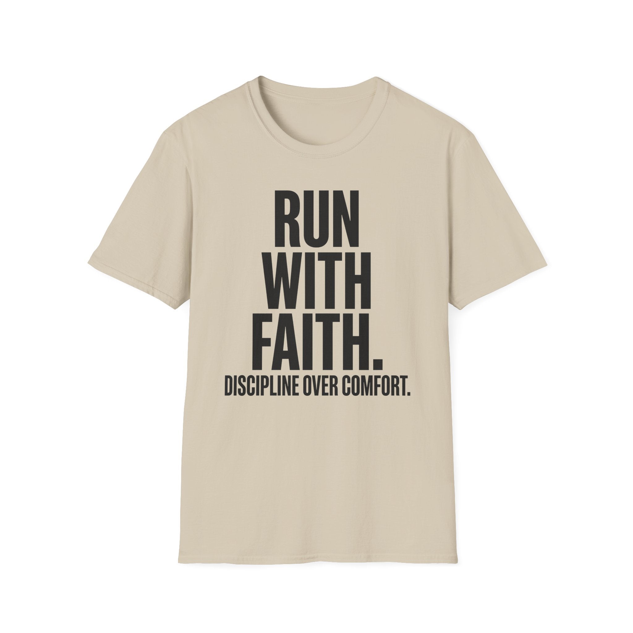 Run With Faith Discipline Over Comfort Christian Runner T-Shirt
