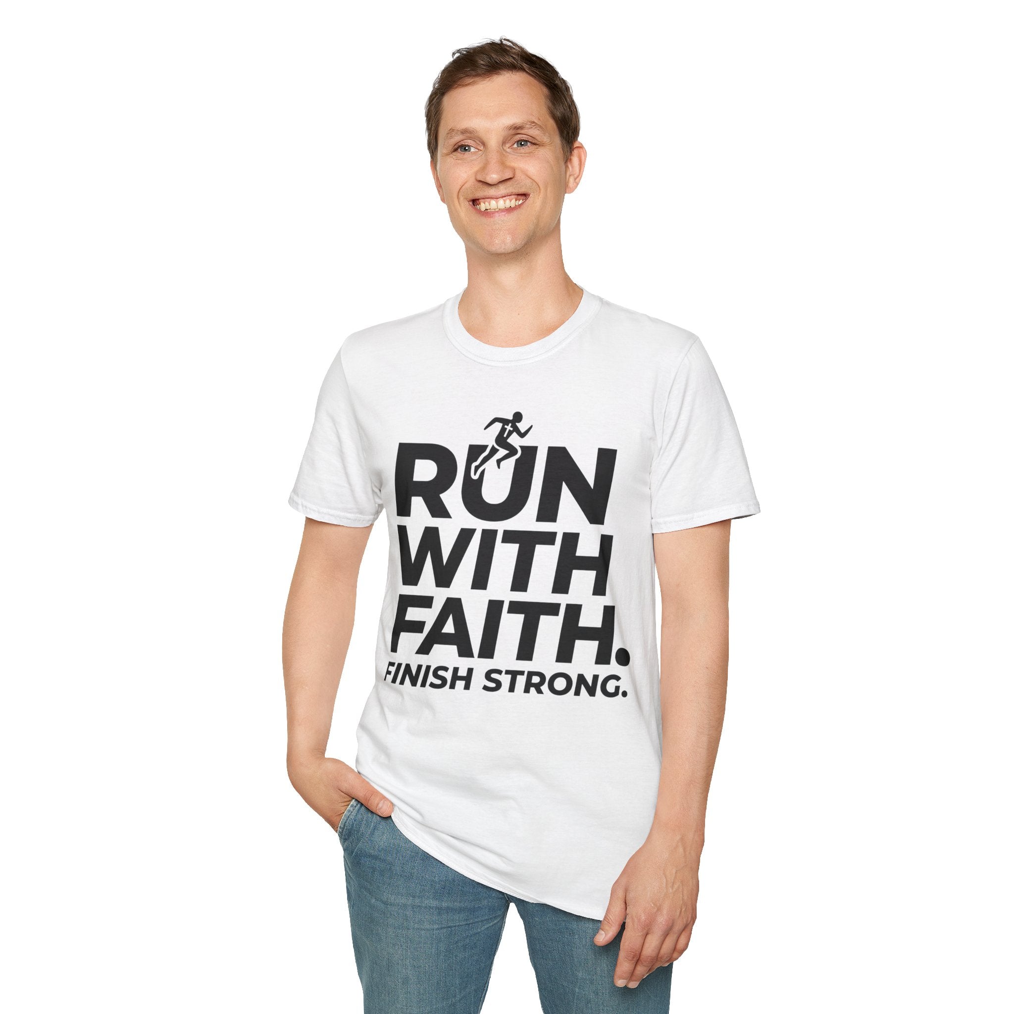 Run With Faith - Finish Strong Christian Runner T-Shirt