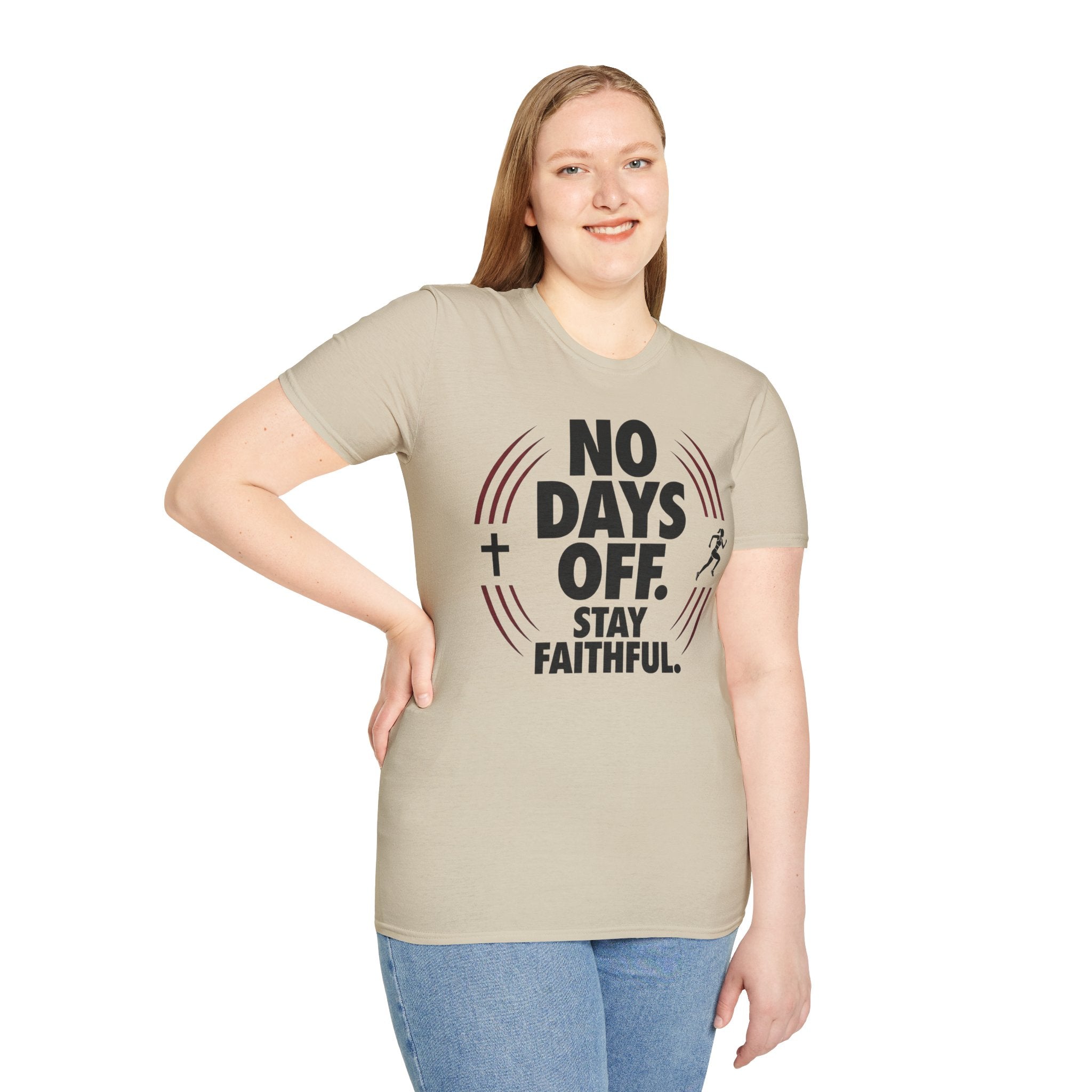 No Days Off Stay Faithful Christian Runner T-Shirt (Female)