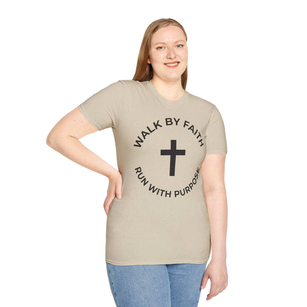 Walk by Faith - Run with Purpose Christian Runner T-Shirt
