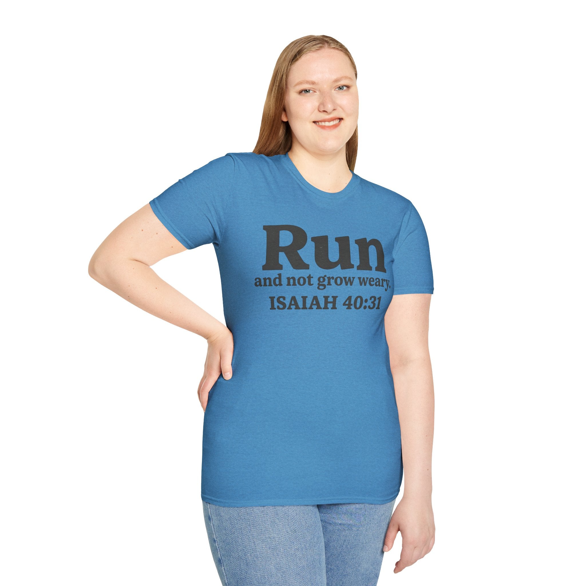 Run and Not Grow Weary Isaiah 40:31 Christian Runner T-Shirt