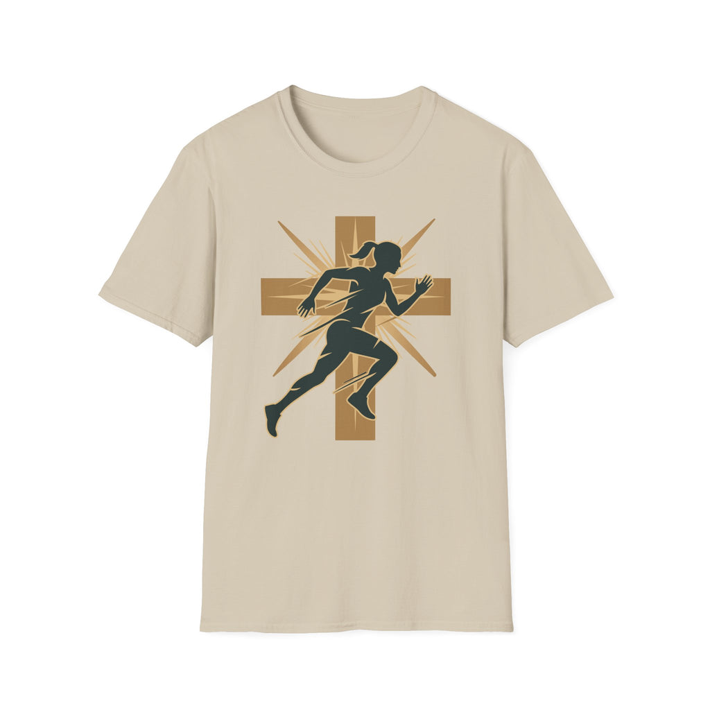Cross Running Girl Christian Runner T-Shirt