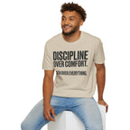 Discipline Over Comfort - Faith Over Everything Christian Runner T-Shirt