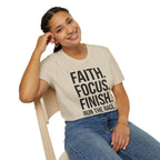 Faith Focus Finish - Run the Race Christian Runner T-Shirt