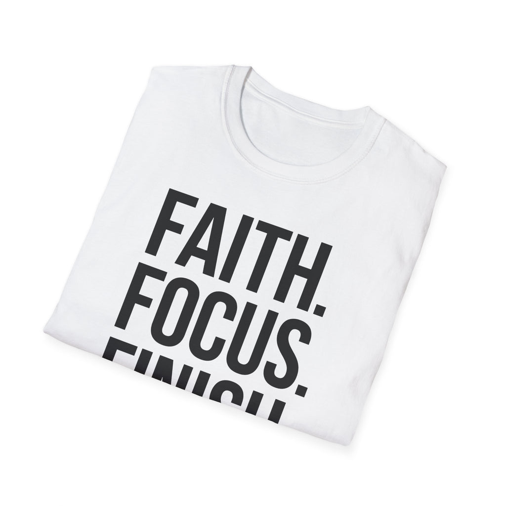 Faith Focus Finish - Run the Race Christian Runner T-Shirt